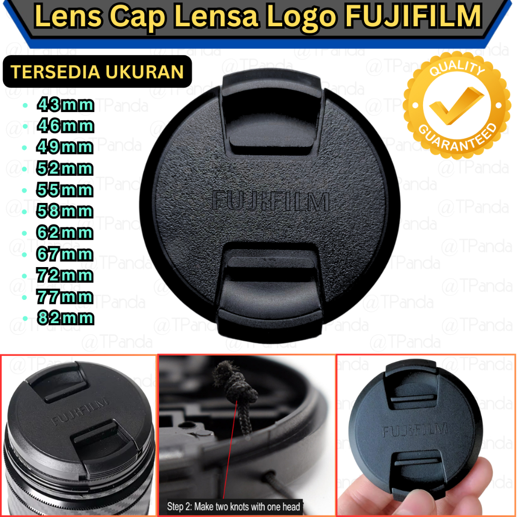LENS CAP Tutup Depan Lensa Camera Logo FUJIFILM Pelindung Front Lens Kamera Fuji 43mm 46mm 49mm 52mm