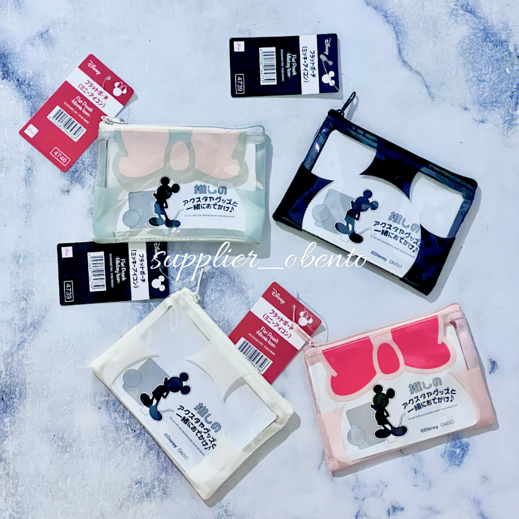 [Daiso] Disney Flat Pouch Pouch Mesh Pocket Mini Wallet Mini Pouch Disney Coin Pouch Transparent Pou