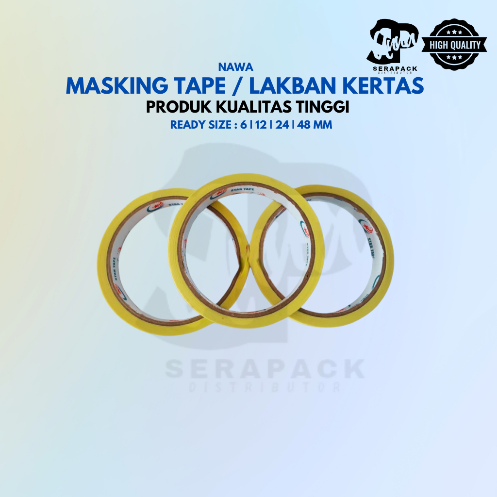 

Lakban Kertas / Masking Tape Nawa 12mm 24mm panjang 21meter