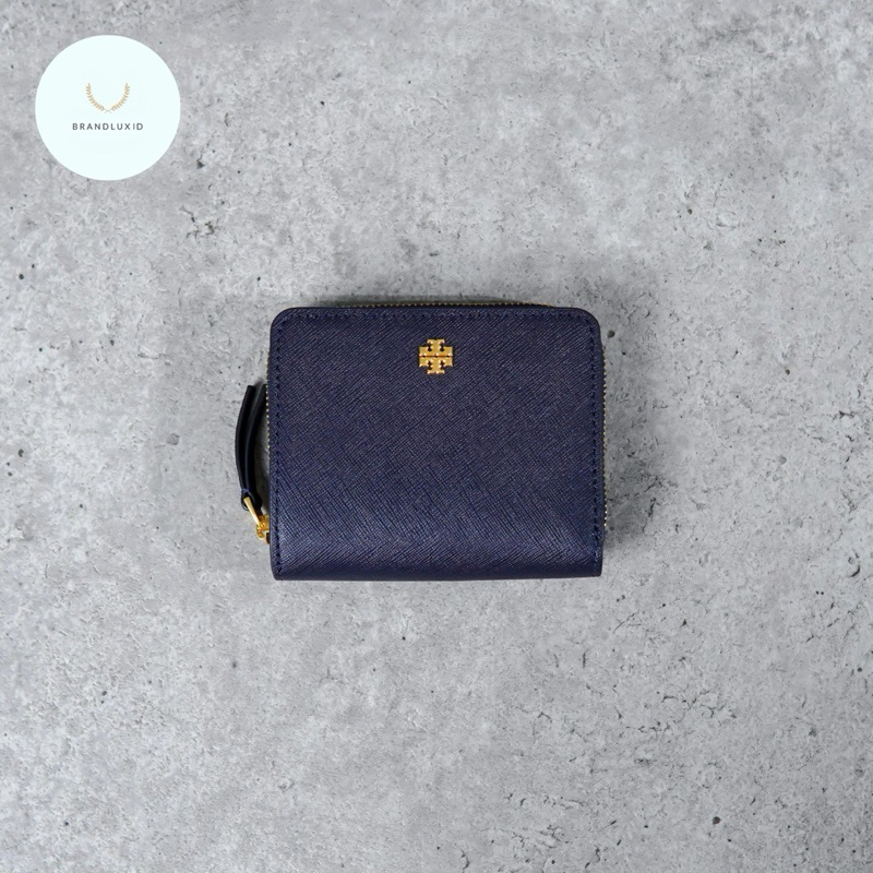 Tory Burch Tory Logo Bifold Wallet in Navy