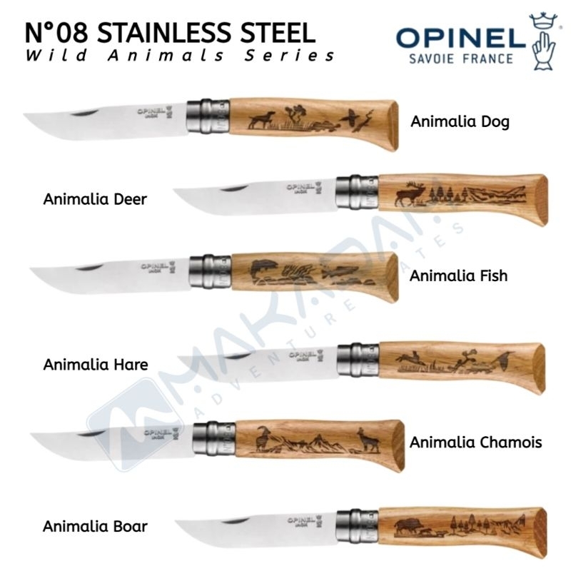 Opinel N°08 No 8 Stainless Animalia Animal Series