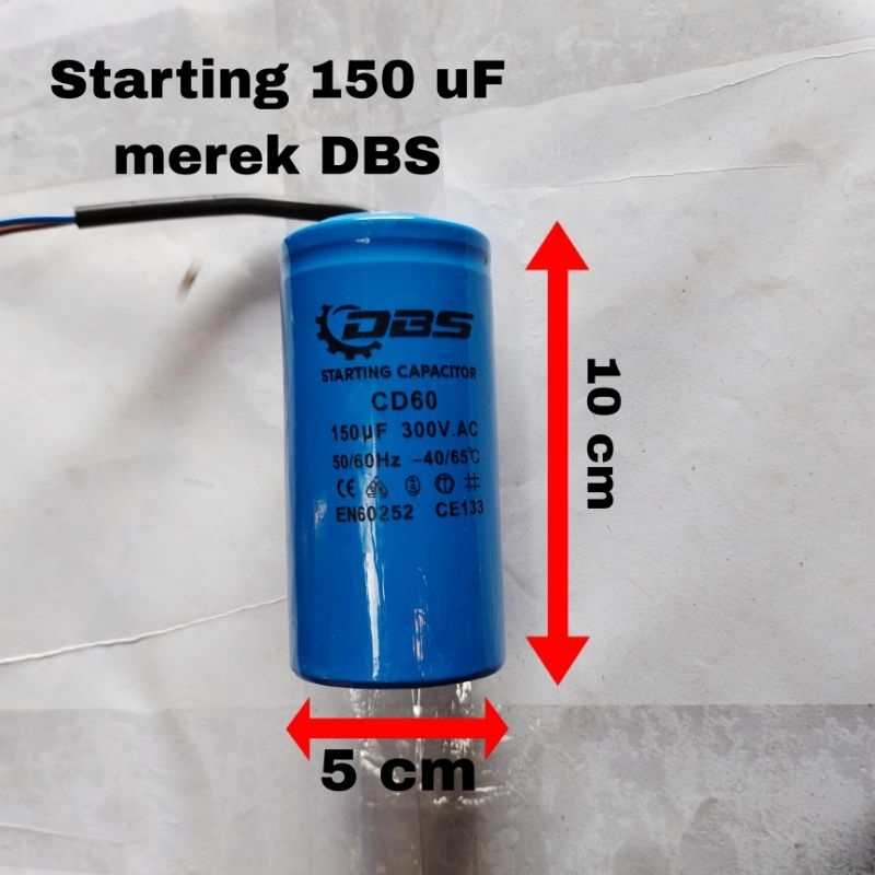 Kapasitor Starting 150 uF Kondisi Baru Merek DBS