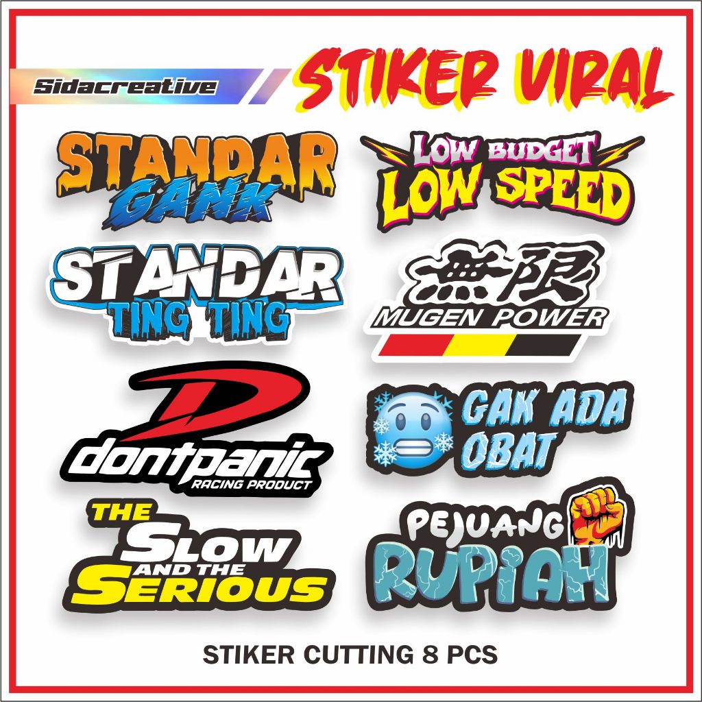 Sticker Pack Racing Hologram Kata-Kata Viral | Stiker Motor, Laptop, Helm, HP - Aesthetic & Standar 