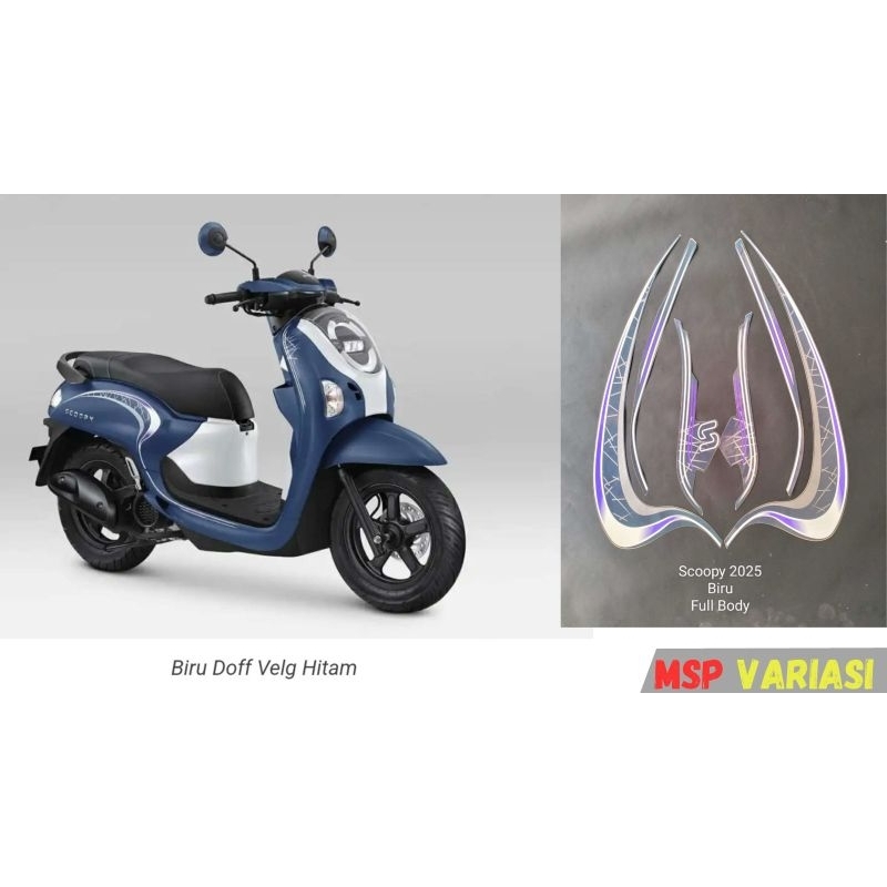 Scoopy 2024 2025 Biru Doff mate Striping List Lis Stiker Polet