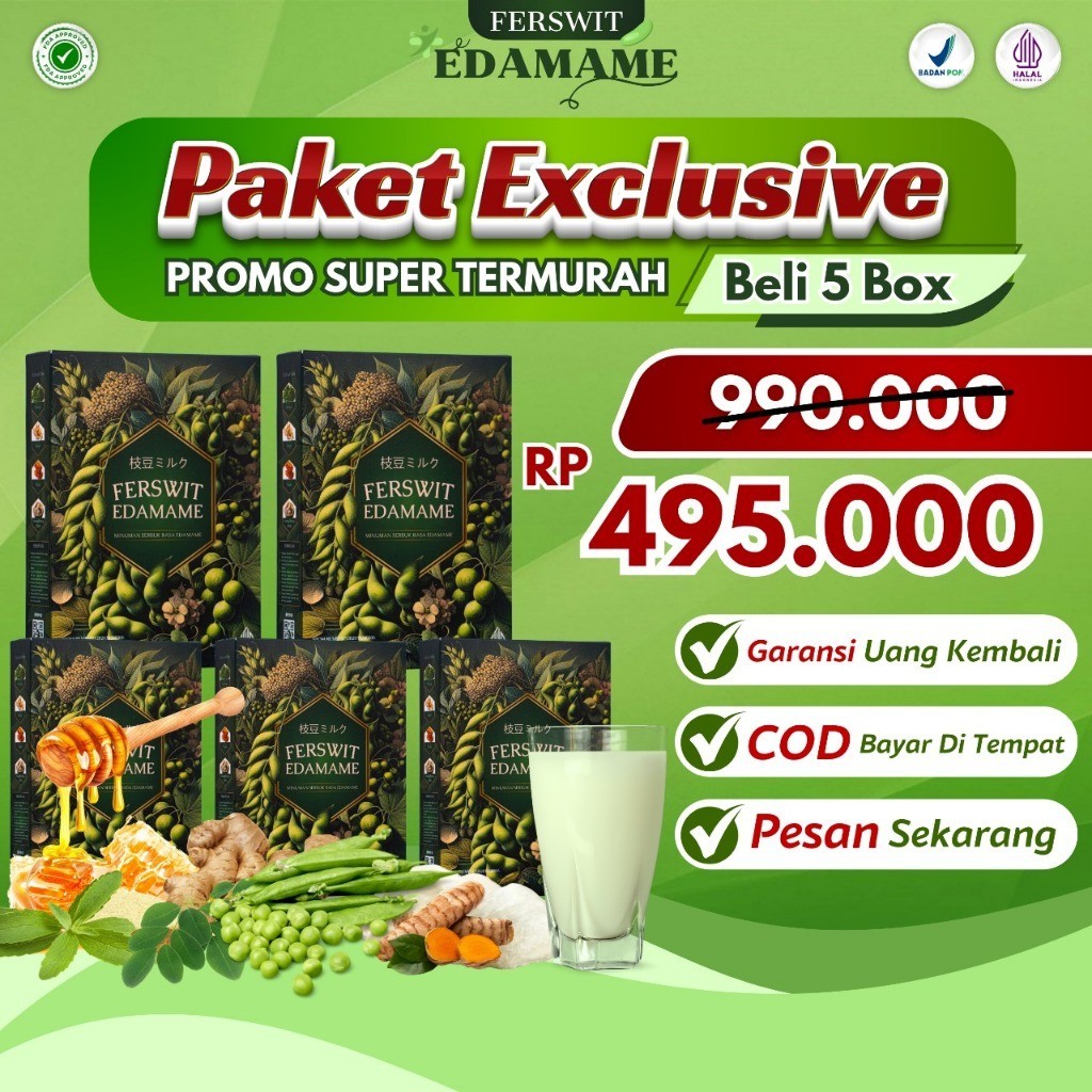 

Ferswit Susu Edamame Premium Jepang Paket 5 Box Ampuh Atasi Nyeri Sendi Tulang Asam Urat Kolesterol