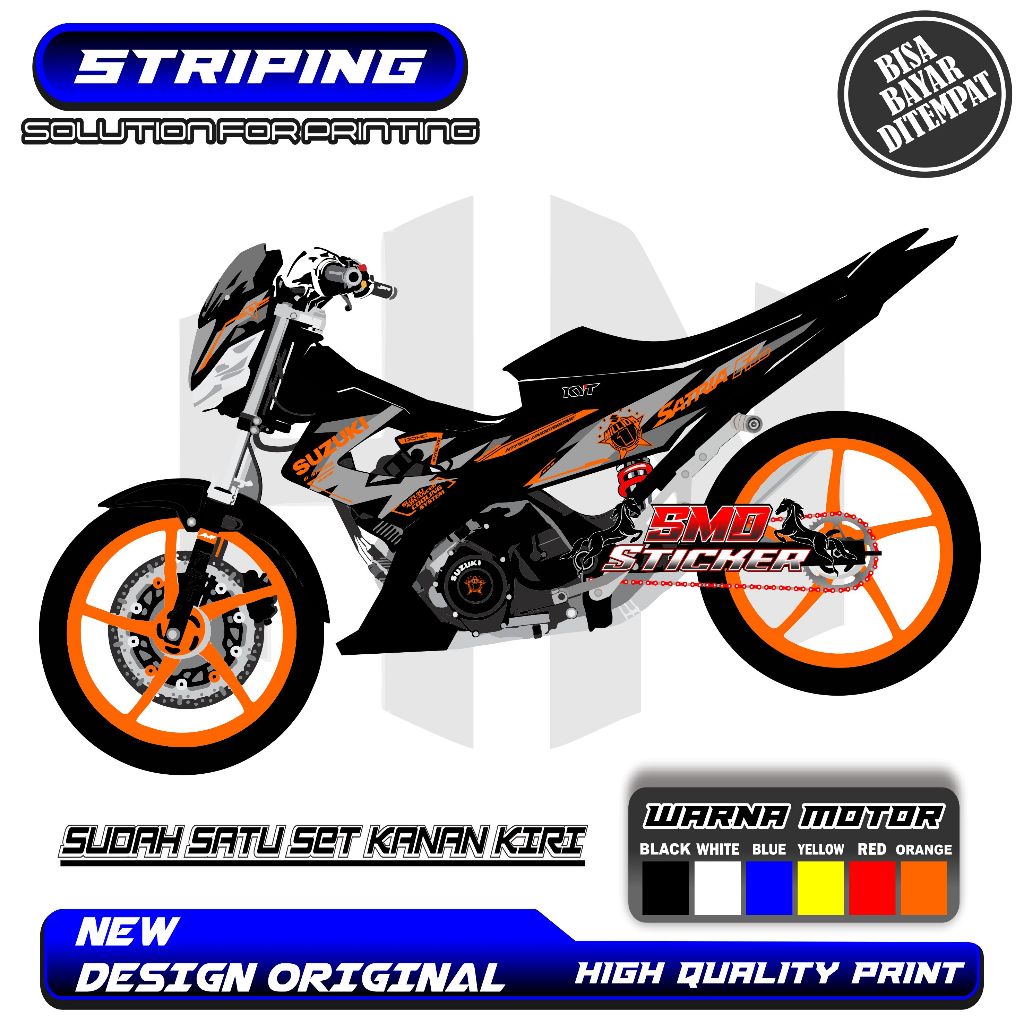 STRIPING VARIASI SUZUKI SATRIA FU FL SAYAP FULL MOTIF SIMPEL MOTIF MILLION  STICKER CUSTOM MURAH 09 