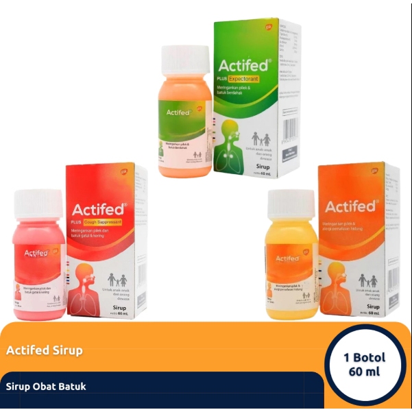 Actifed Sirup Obat Batuk Pilek - Actifed Merah / Actifed Hijau 60ml