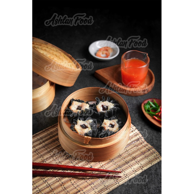 

Dimsum ayam jamur kulit hitam pewarna alami