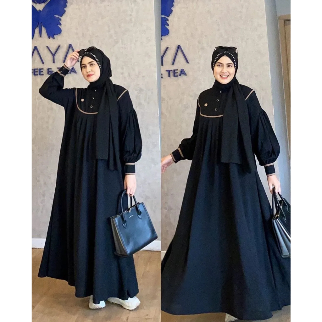 Gamis Crinkle Airflow Premium Warna Hitam