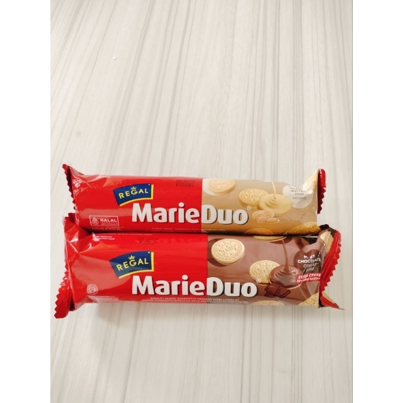 

Biscuit REGAL "Marie Duo" Harga untuk 2 Rasa (1 Coklat Susu + 1 Krim Kacang) / Regal Biscuit