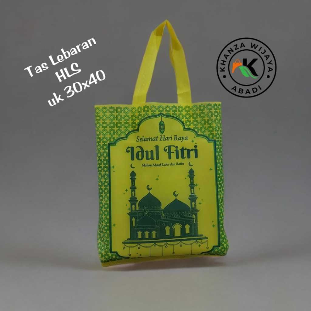 

Goodie bag idul fitri 30x40 / Tas spunbond HLS lebaran 30x40 / sablon 4 sisi / Harga Lusinan