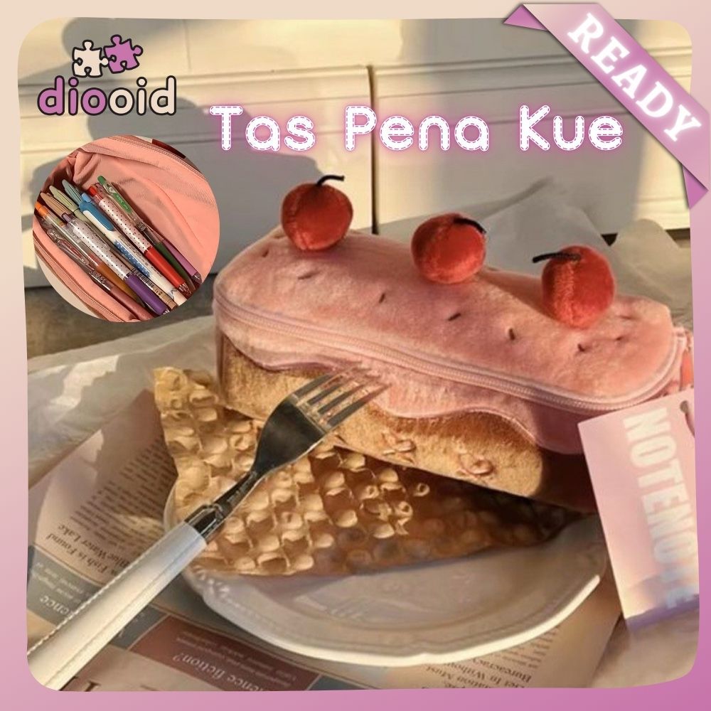 

[Ready]Cherry Cake Pencil Case Ins Cake Pen Tas Cute Cherry Girl Heart High -Value Student Large -kapacity Pencil Box Bag Tas Teks