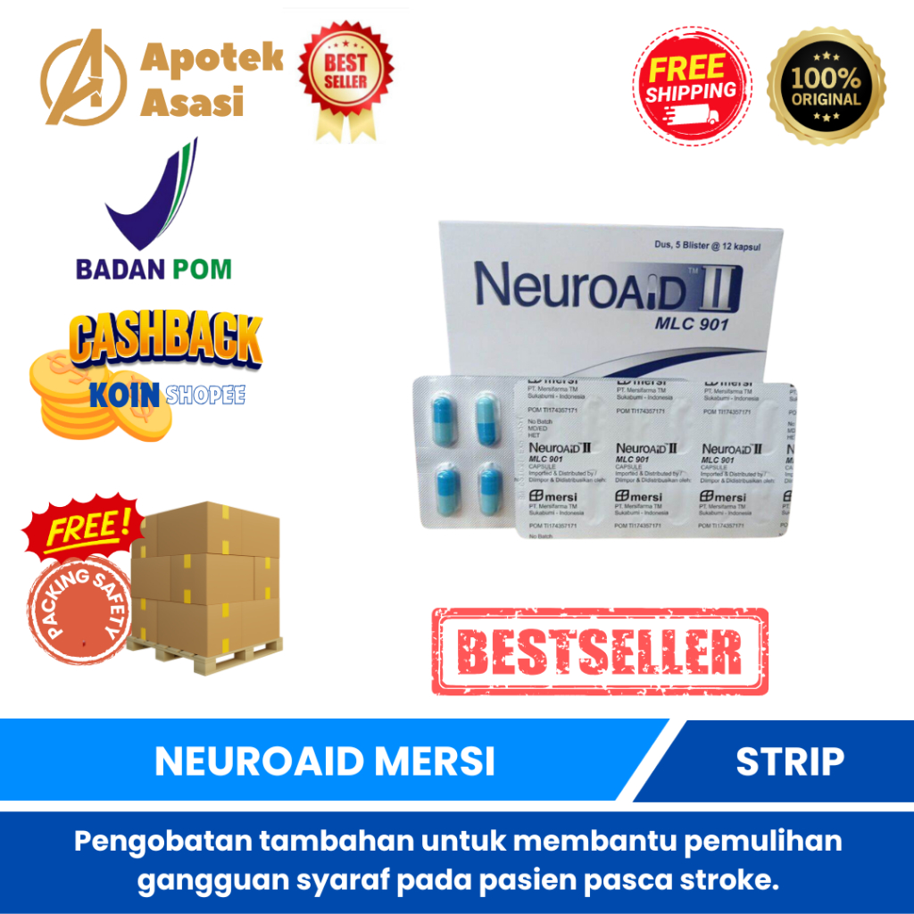 Neuroaid II MLC901 Per strip isi 12 Kapsul / Neuroaid strip / Neuroaid Mersi BPOM / neuroaid origina