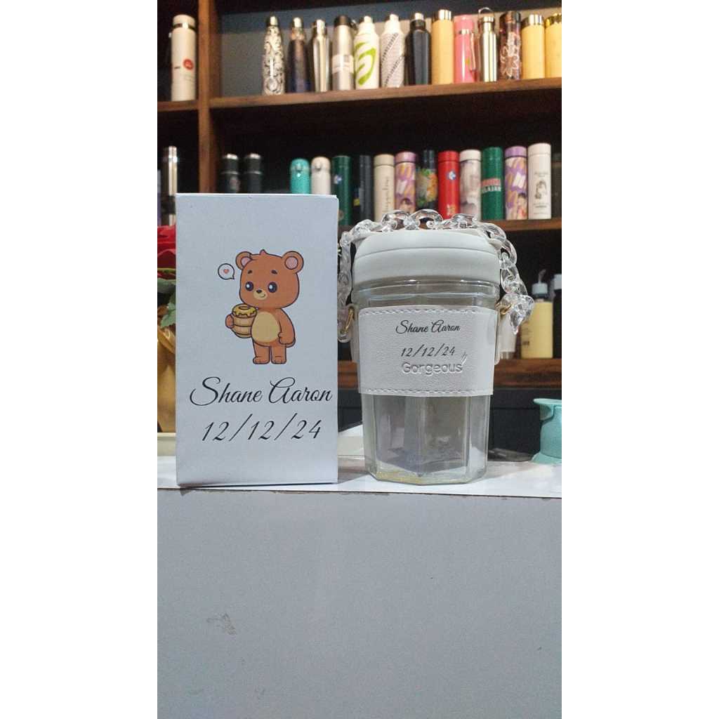 GELAS KOPI MUG CUSTOM GRAFIR BOTOL CUSTOM NAMA BOTOL KACA CUSTOM BM351