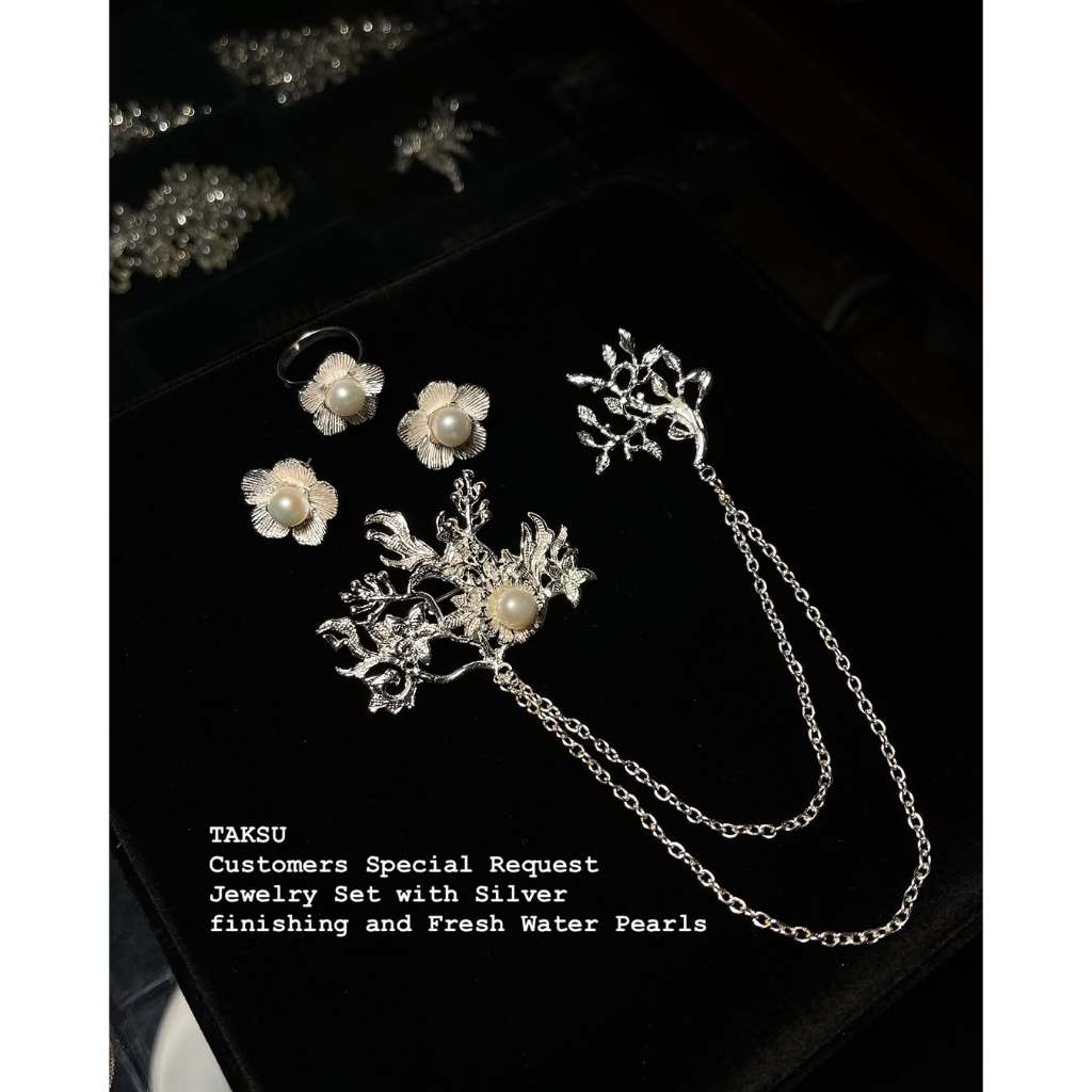 Set Perhiasan Bros Kebaya dan Hijab Subeng Bali Sepuh Perak925 Mutiara Air Tawar Asli