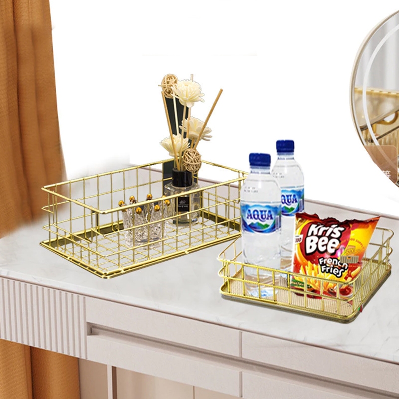 Kemewahan Keranjang Penyimpanan Besi Tempa Keranjang Penyimpanan Logam Keranjang Penyimpanan Desktop