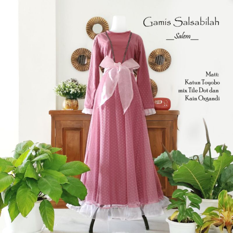 GAMIS ANAK/GAMIS SALSABILAH/GAMIS DEWASA/COUPLE MOMS KIDS/SALSABILAH WARNA MAROON