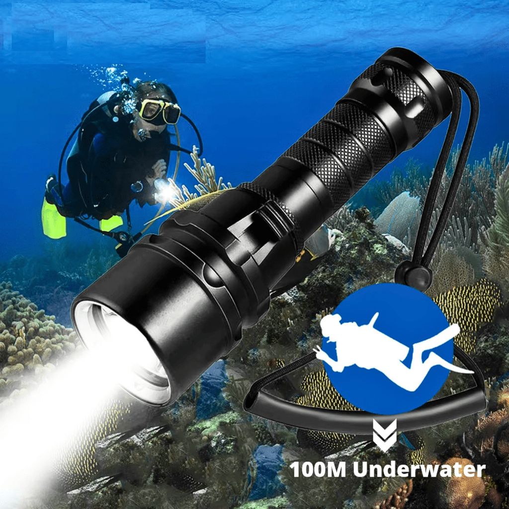 PUSAT YUPARD Senter selam anti air tahan 20 jam Diving super terang LED Waterproof 1200 Lumens G300