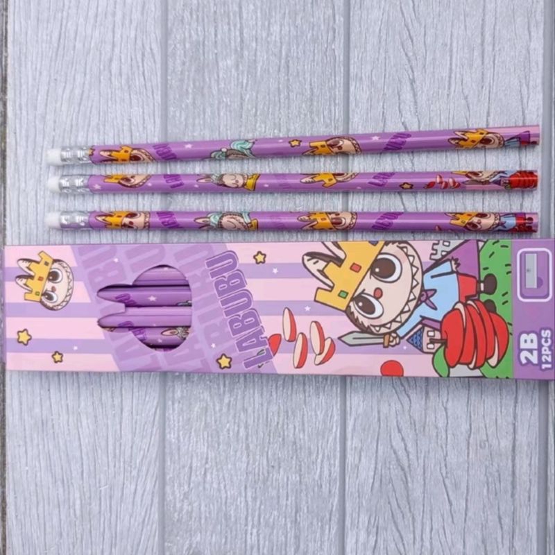 

(Grosir ATK) 1lusin 12pcs pensil motif labubu 2B viral