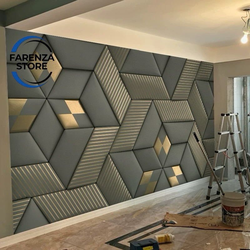 Wallpaper Sticker Dinding / Wallpaper Murah Motif Hexagonal 3D Panjang 8 Meter X 45 Cm