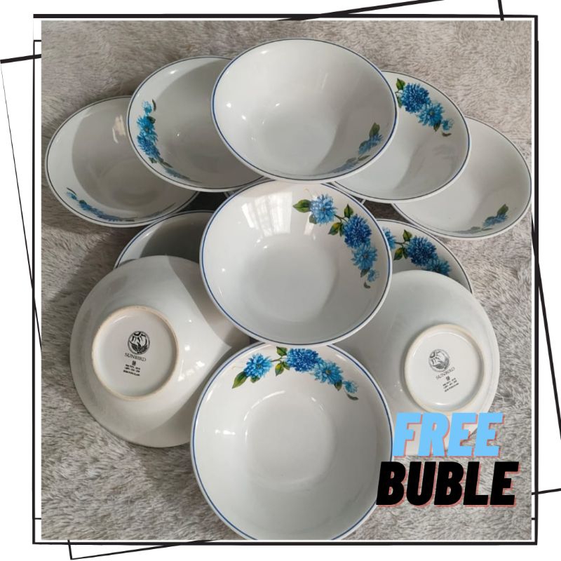 MANGKOK BUNGA BIRU SUNBIRD/MANGKOK KERAMIK ISI 6pcs