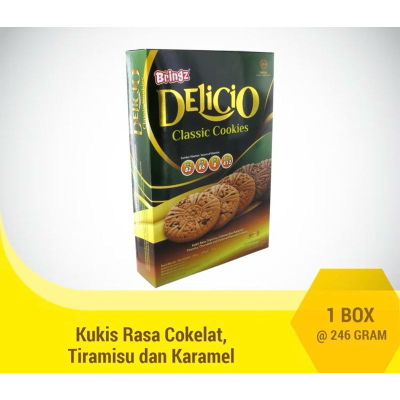 

Bringz Delicio Classic Cookies Kukis Rasa Cokelat, Tiramisu dan Karamel