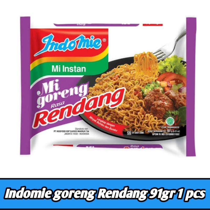 

Indomie goreng rendang 91gr 1 pcs Free bubblewarp.