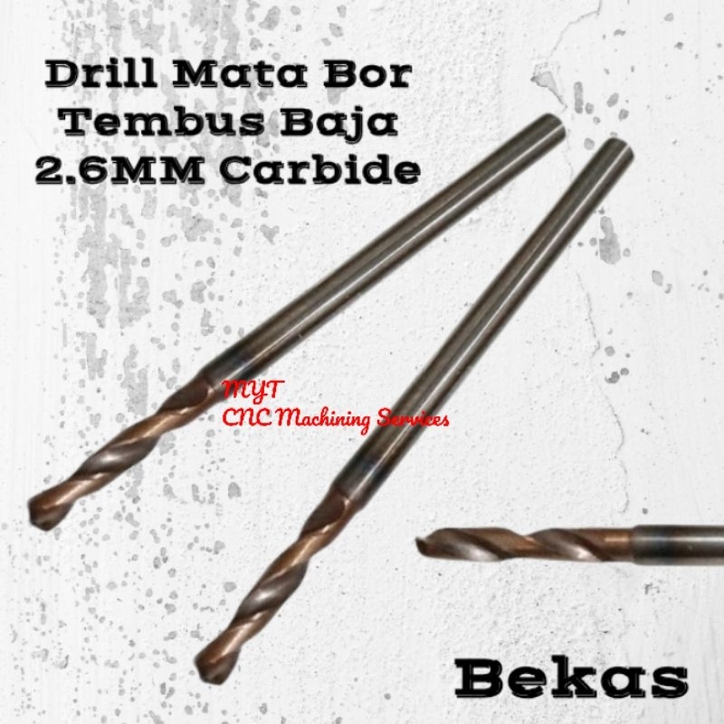 bor 2.6mm.drill mata bor carbide 2.6 MM mata bor tembus baja 2.6mm carbide bekas