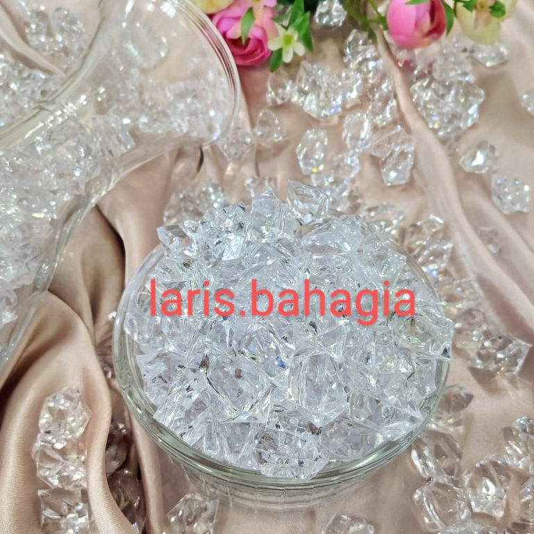 Batu Kristal Akrilik Bening Hiasan Vas Bunga dan Aquarium Ukuran Besar