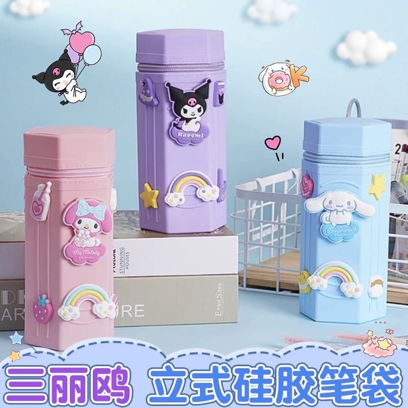 

Pensil case silikon vertikal heksagon 3D Sanrio My melody, Cinnamoroll,Kuromi