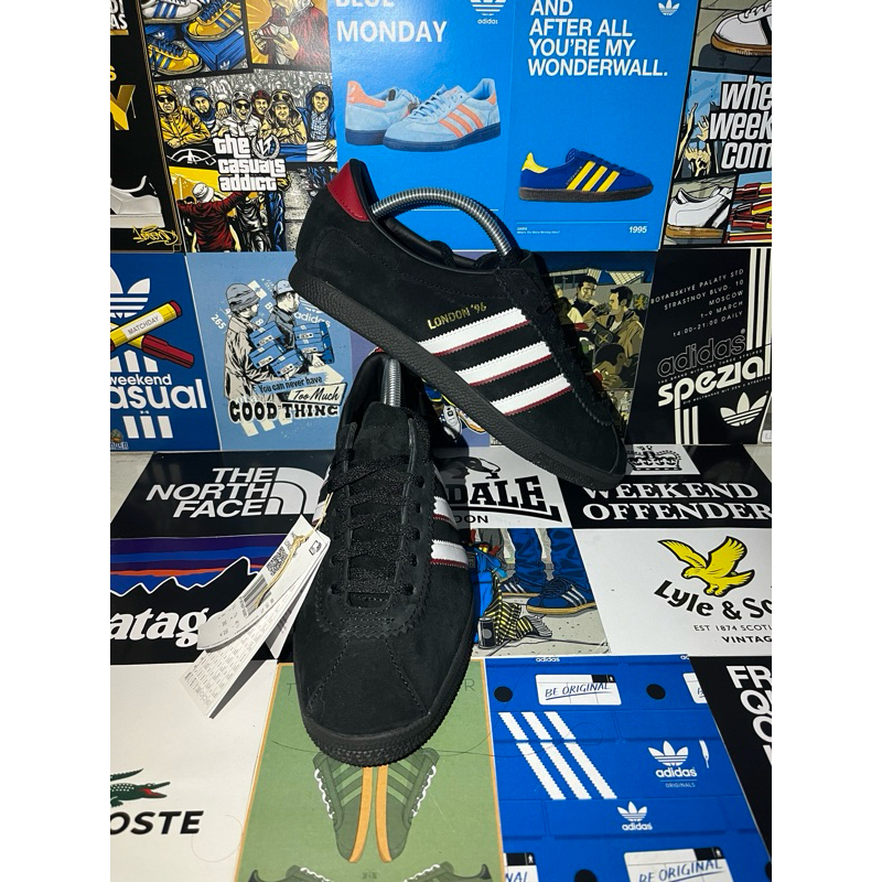 adidas london96 ( perpaduan black white and redd )