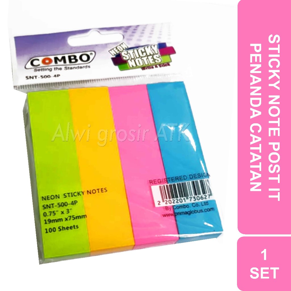 

Sticky Notes Post It Kertas Penanda Catatan 100 Lembar Setiap Warna | 1 Set
