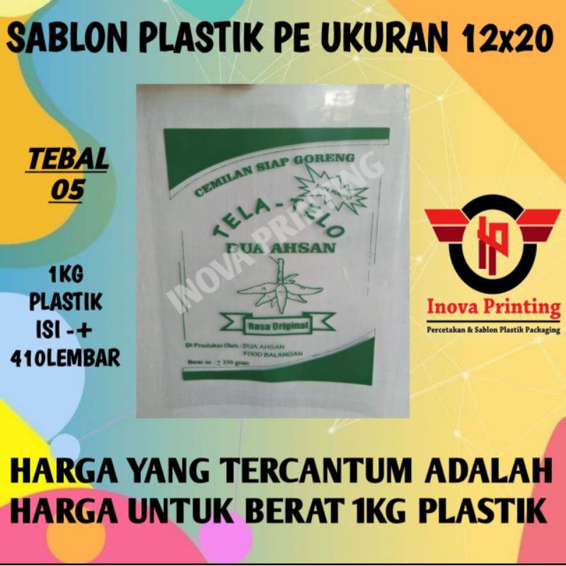 Sablon Plastik PE uk 12x20 tebal 05 - plastik kemasan - plastik lentur - plastik frozen