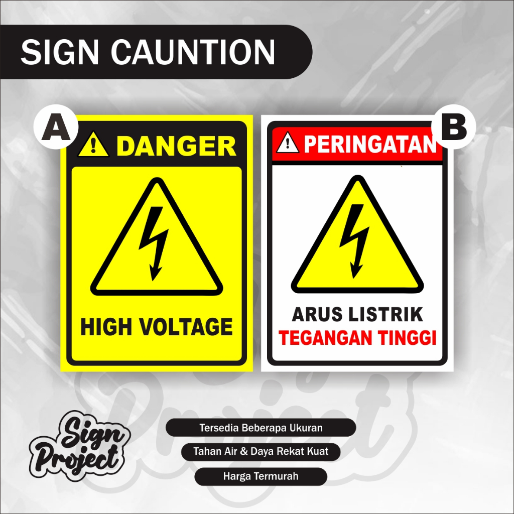 

Sign Sticker Arus Listrik tinggi / sticker high voltage / stiker listrik / stiker tegangan tinggi / stiker panel listrik Bahaya Arus Listrik Besar Bahaya Tegangan Besar PLN