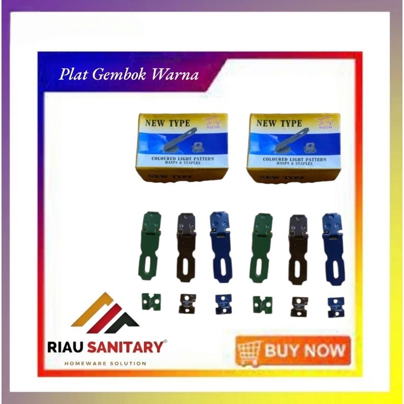 plat tempat gembok 2,3,4 warna warni/tempat kunci warna warni gembok 1box