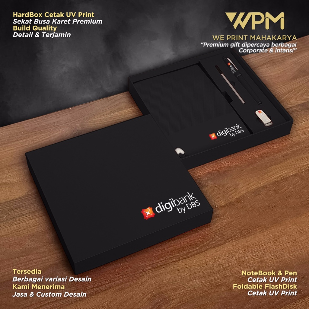 HARDBOX Cetak UV Print / SOUVENIR PERUSAHAAN / PAKET SOUVENIR PERUSAHAAN / SOUVENIR COORPORADE CUSTO