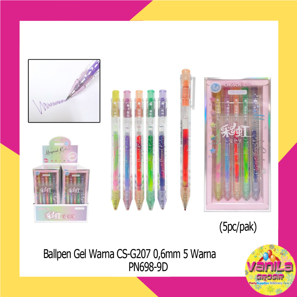 

(1Pak Isi 5Warna) Ballpen Gel Warna, bulpen warna, bolpoint warna