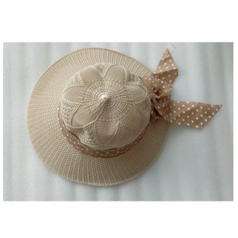 Topi pantai Pet Lebar Pita Bunga Import