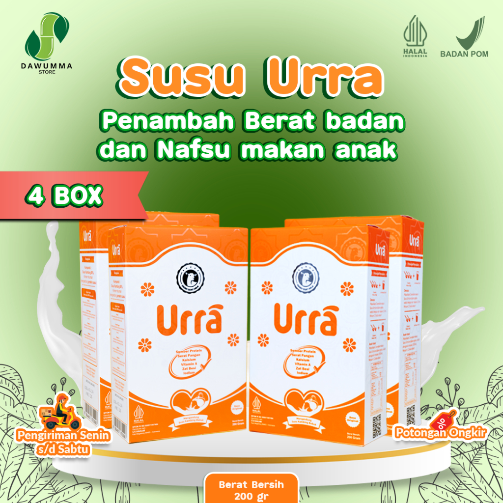 

Urra Susu Kambing Saanen Susu Penambah Berat Badan Anak dan Penambah Tinggi Badan anak - 4 Box