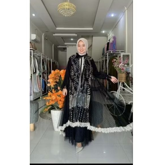 gamis outer hitam