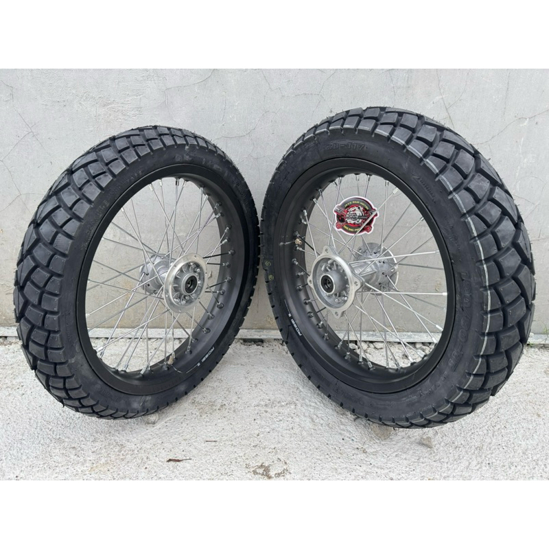 SUPERMOTO SEPAKET RING 17 CRF150 KLX WRR PLUS BAN SB 117 PNP PASANG FREE CAKRAM DEPAN BELAKANG