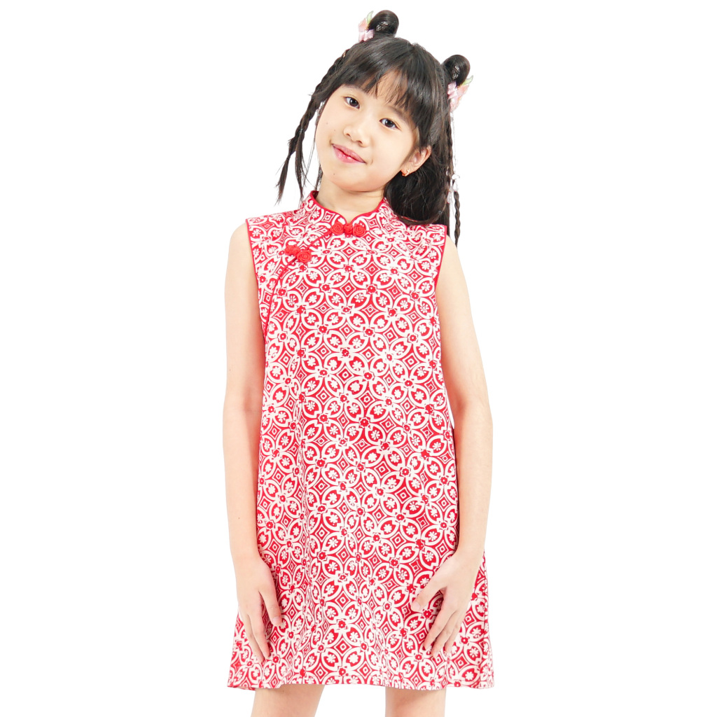 Dress Batik Anak Perempuan - Bhatara Batik Shang Chi - Baju Batik Modern Tanpa Lengan