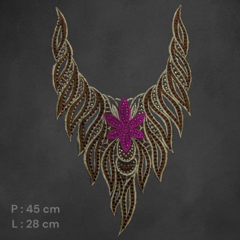 renda bordir kerah leher