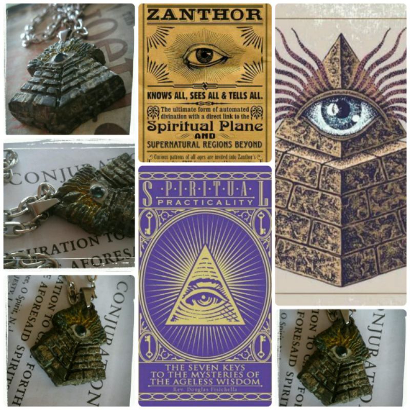 Kalung Liontin Batu Akik Etnik The Ageless Wisdom ILLuminati Piramida Ghotik Vintage Choker Punk Roc