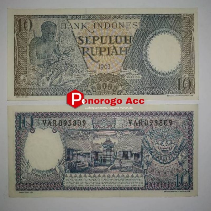 (Gress/Au/Unc) Uang lama 10 rupiah seri pekerja tahun 1963 bahan mahar nikah 2025 25 rupiah