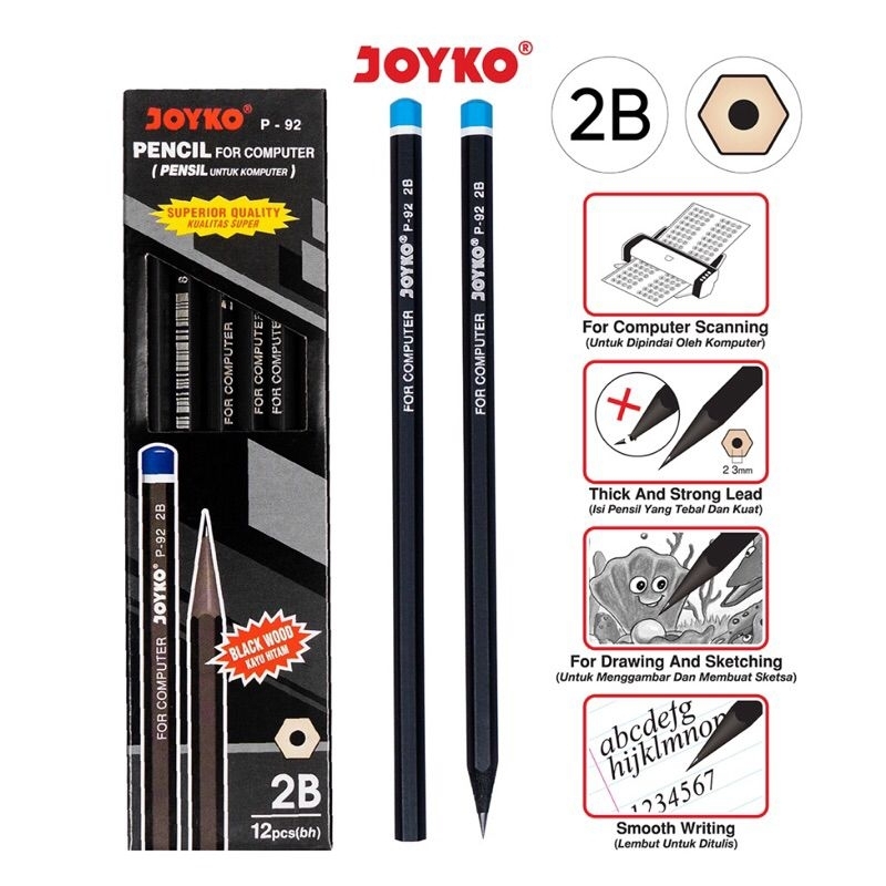 

1 PACK PENSIL JOYKO P-92 HITAM 2B