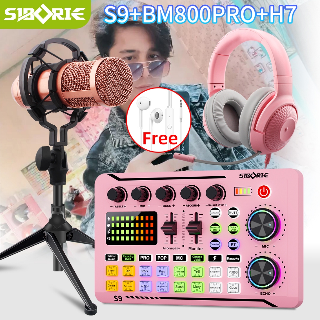 Siborie Siap COD S9+BM800PRO+H7 Paket Lengkap soundcard Mic headphone Streaming Langsung 100% Origin