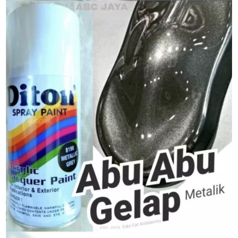 Cat Pilok Diton Spray Paint 8198 Metallic Grey 300ml Abu Abu Gelap Tua Metalik Pylox