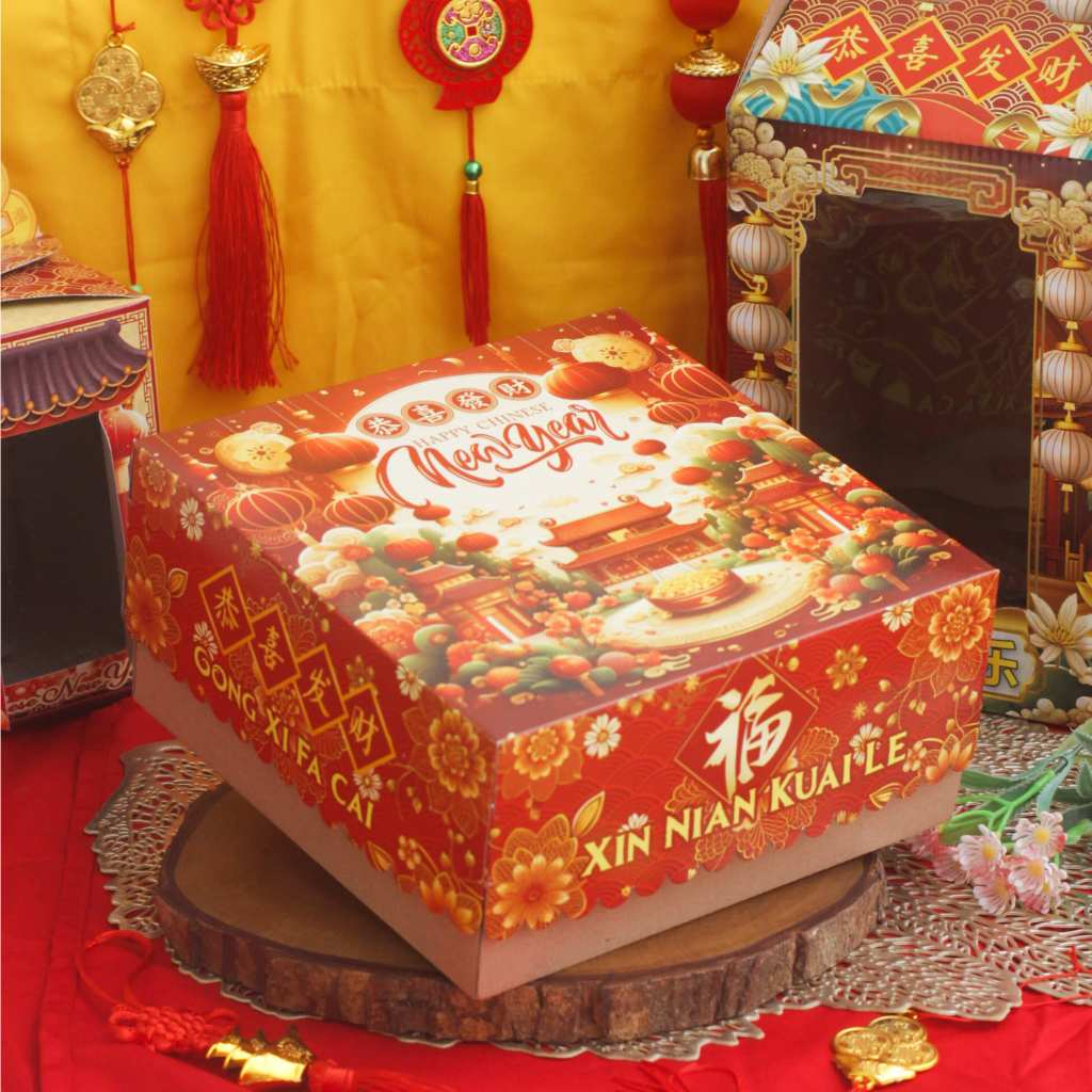 

10 Pcs Box Cake Imlek / Hampers Imlek - Xin Nian Kuai uk 20x20x10 cm