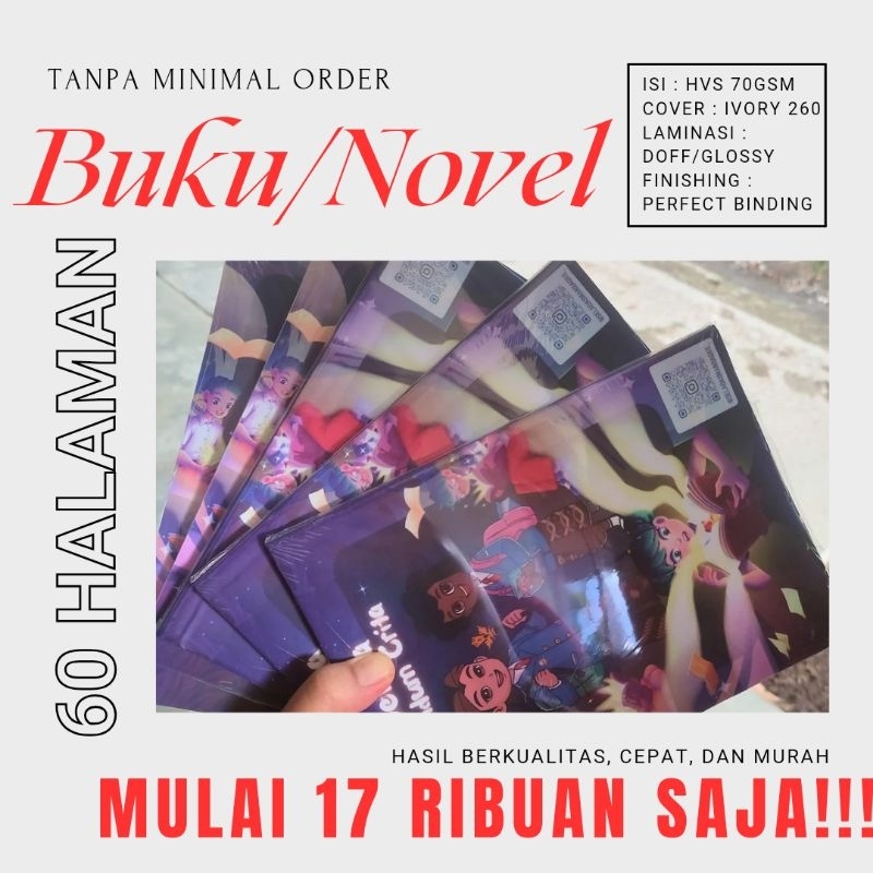 

Cetak buku hvs hitam putih ukuran A5 softcover